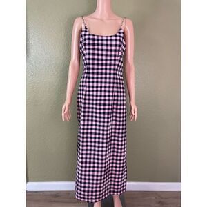 ASOS The Ragged Priest Pink Black Gingham Slip Maxi Dress Women’s 4 Sleeveless